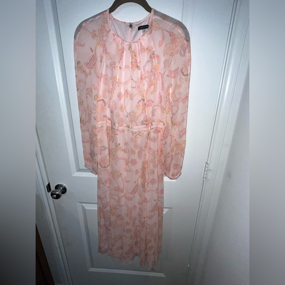Tommy Hilfiger Paisley Chiffon Midi Dress 2 Garden Party Peasant Bishop Sleeves